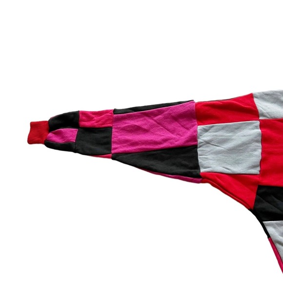 Blowout LA Vtg 90s Patchwork Colorblock Sweatshirt Pink Red Black Grey Unisex - Picture 4 of 12